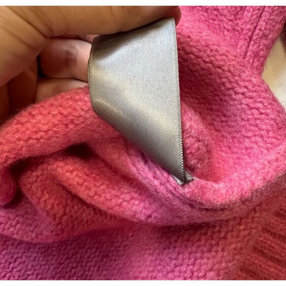 Zadig & Voltaire Alma Cashmere Turtleneck Knit Sweater Pink Buttons Thumbholes - Picture 10 of 13